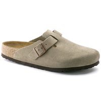 Birkenstock Boston Soft Footbed Suede Leather Sandal in Taupe